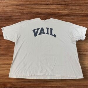 Vail Graphic T Shirt Hanes Beefy-T White Short Sleeve Mens 4XL Casual‎ Top